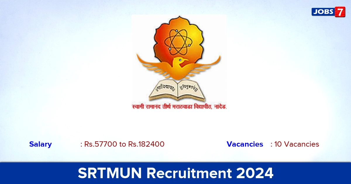 SRTMUN Recruitment 2024 - Apply Offline for 10 Assistant Professor vacancies