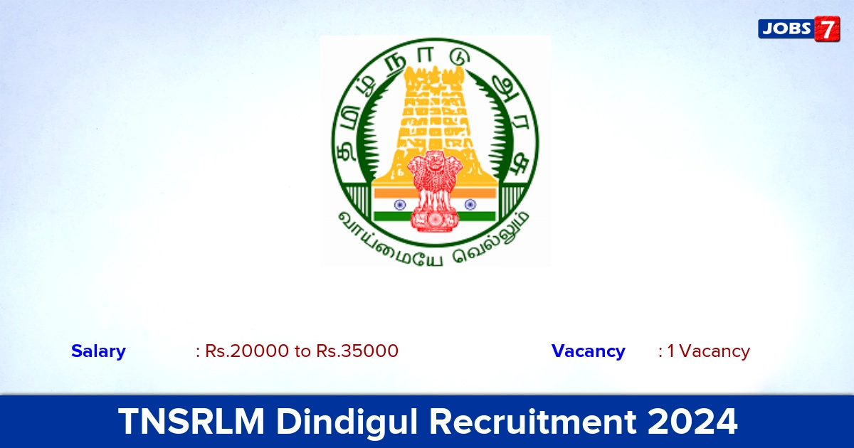 TNSRLM Dindigul Recruitment 2024 - Apply Offline for Resource Person Jobs