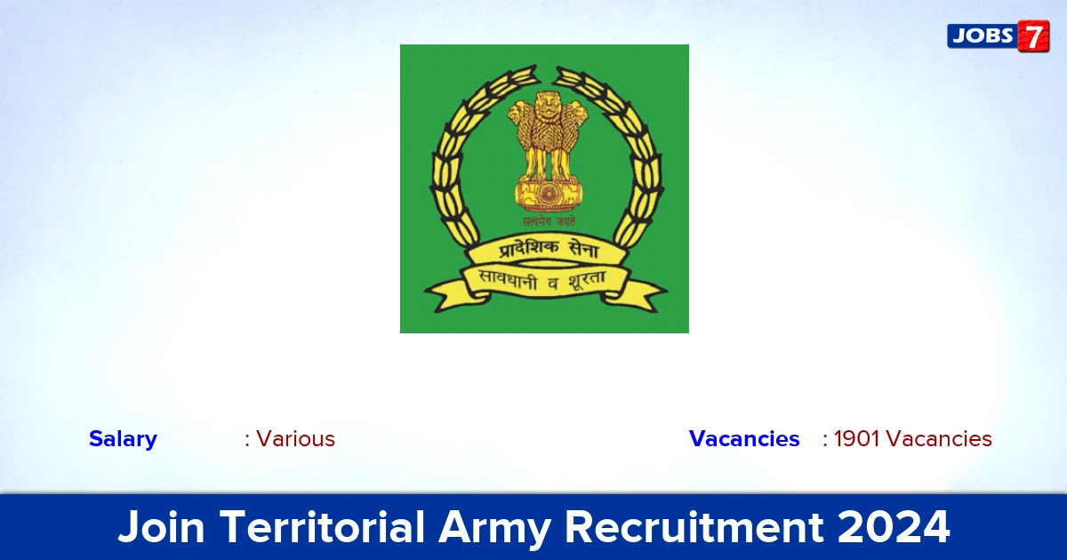 Join Territorial Army Recruitment 2024 - Apply Offline for 1901 Soldier General Duty vacancies