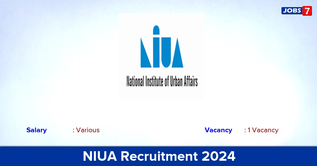 NIUA Recruitment 2024 - Apply Online for Associate Jobs