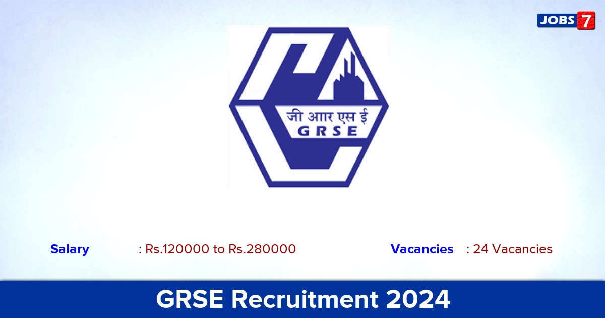 GRSE Recruitment 2024 - Apply Offline for 24 Senior Manager vacancies