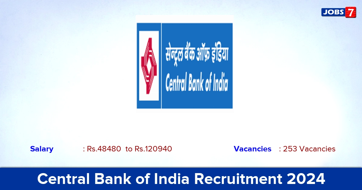 Central Bank of India Recruitment 2024 - Apply Online for 253 Senior Manager, Manager vacancies