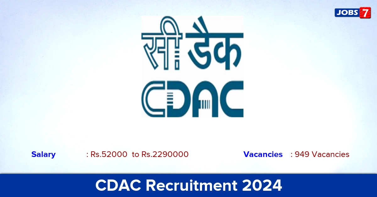 CDAC Recruitment 2024 - Apply Online for 949 Project Officer, Project Support Staff vacancies