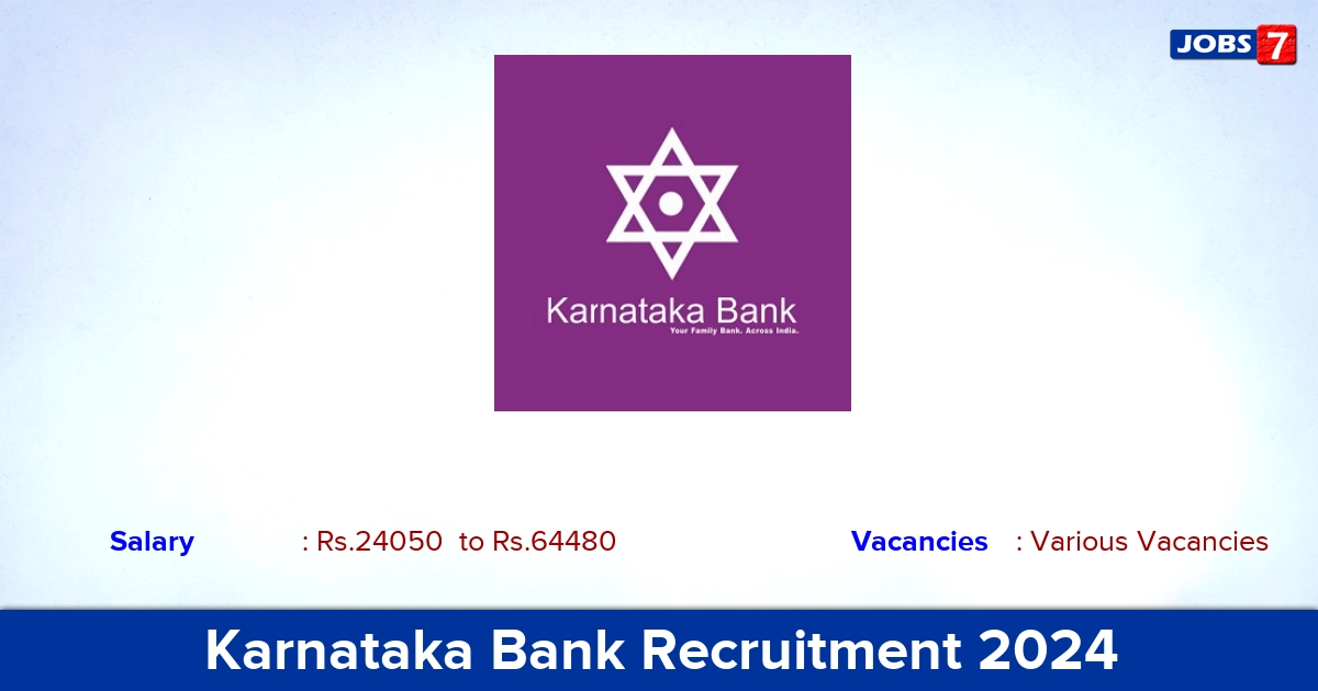 Karnataka Bank Recruitment 2024 - Apply Online for Customer Service Associates  vacancies