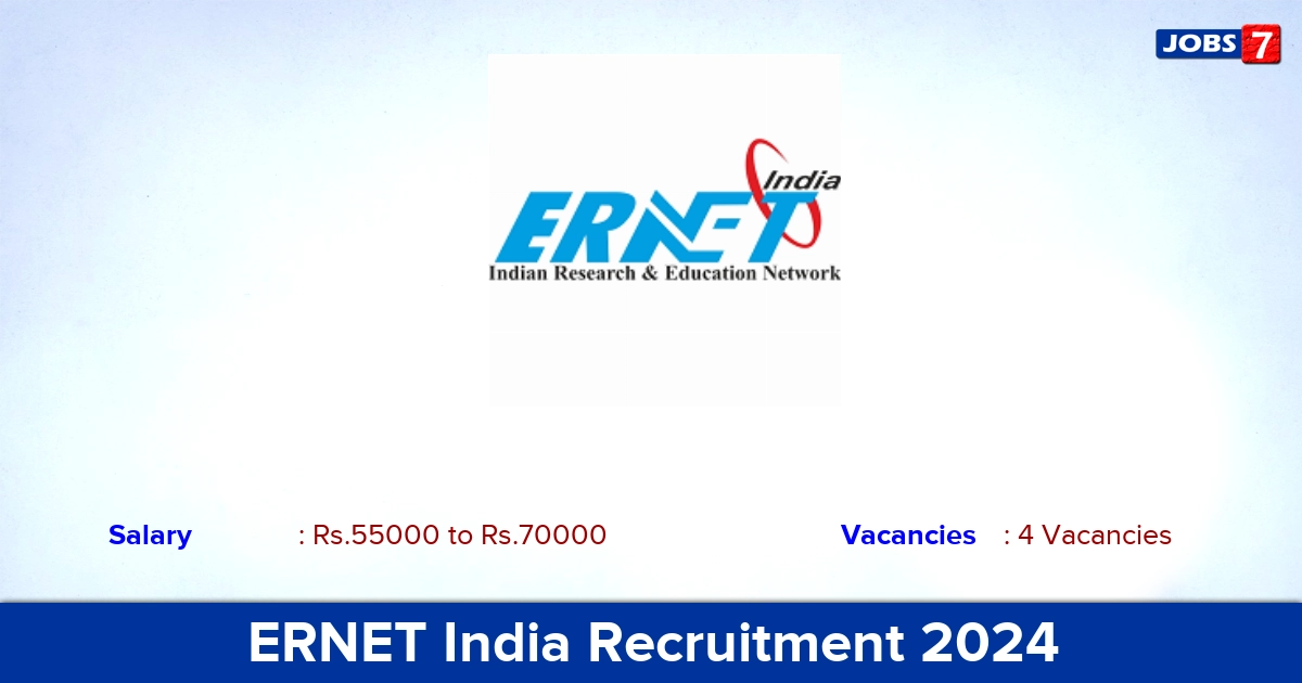 ERNET India Recruitment 2024 - Apply Online for Senior Manager, Project Manager Jobs