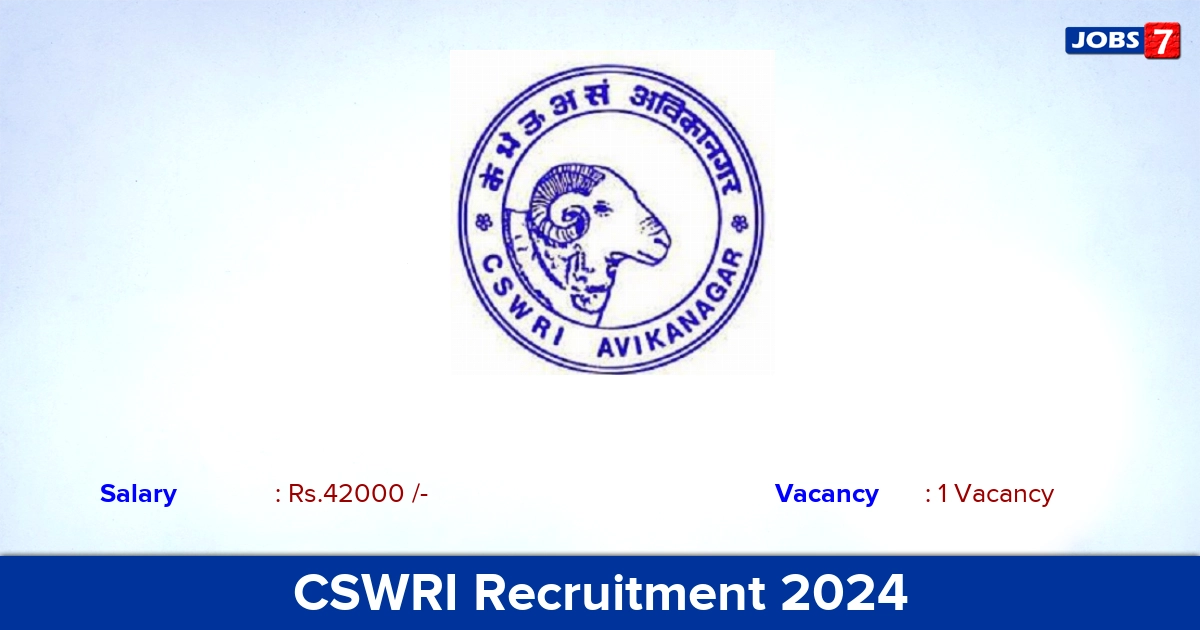 CSWRI Recruitment 2024 - Apply Online for YP Jobs