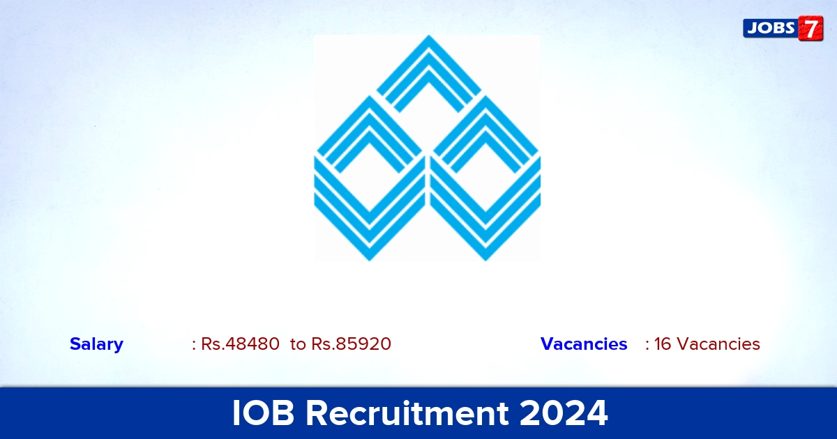 IOB Recruitment 2024-2025 - Apply Online for 16 Sports Person vacancies