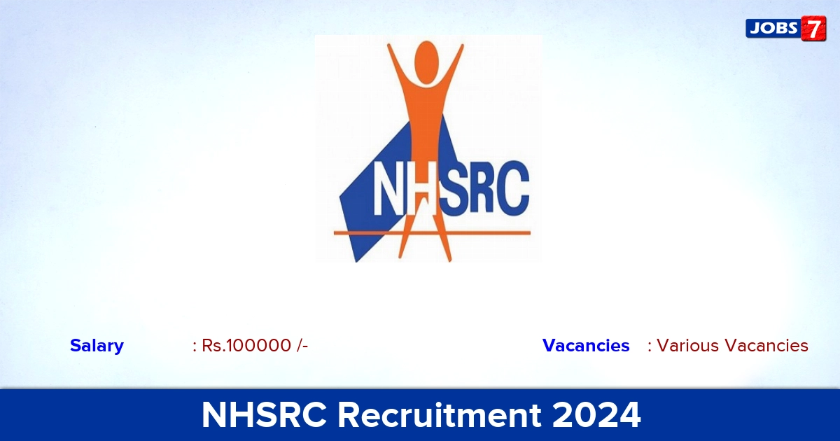 NHSRC Recruitment 2024 - Apply Online for NaN Consultant vacancies