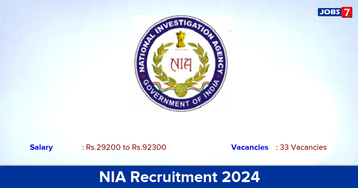 NIA Recruitment 2024-2025 - Apply Offline for 33 DEO vacancies