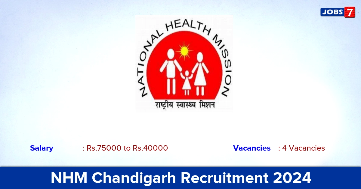 NHM Chandigarh Recruitment 2024 - Apply Offline for Consultant Jobs