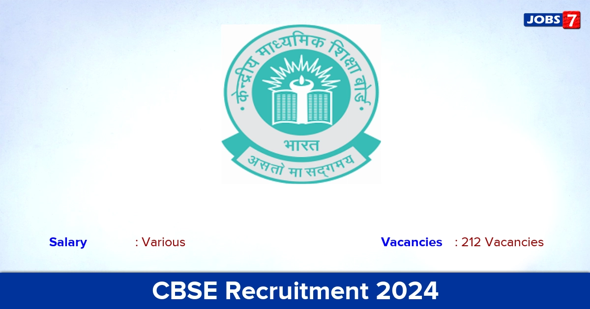 CBSE Recruitment 2025 - Apply Online for 212 Junior Assistant, Superintendent vacancies