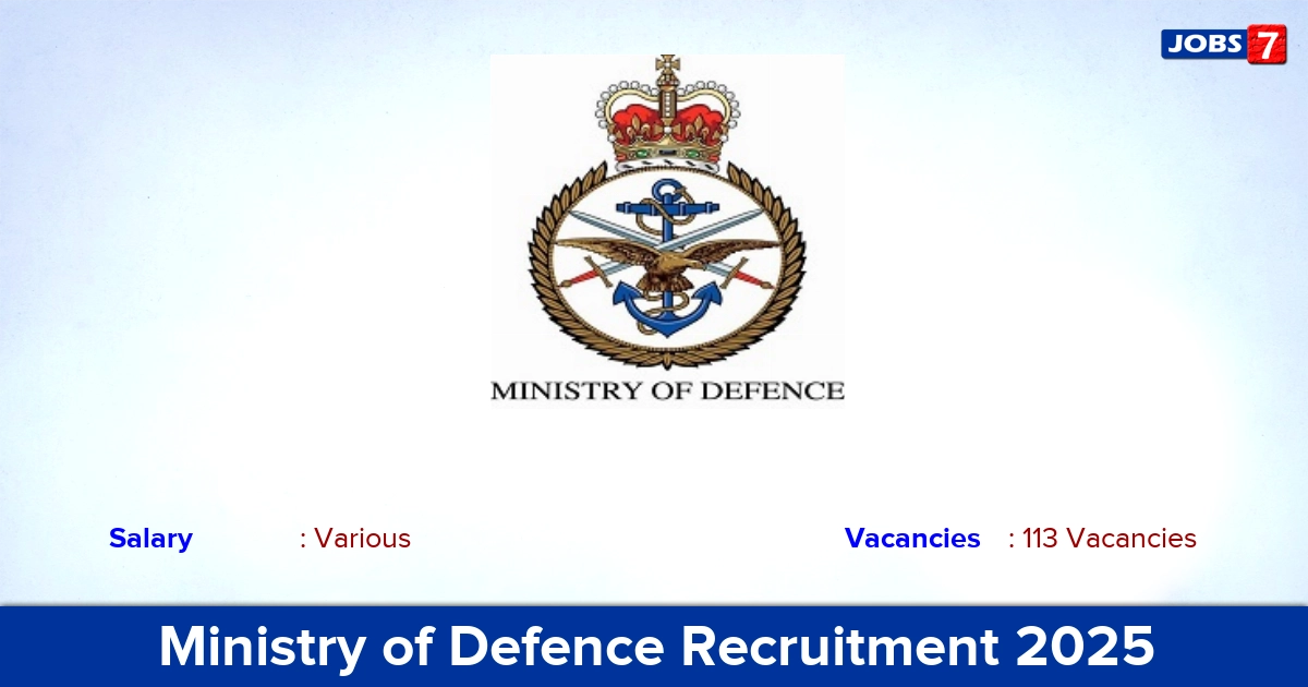 Ministry of Defence Recruitment 2025 - Apply Online for 113 Accountant, Stenographer vacancies