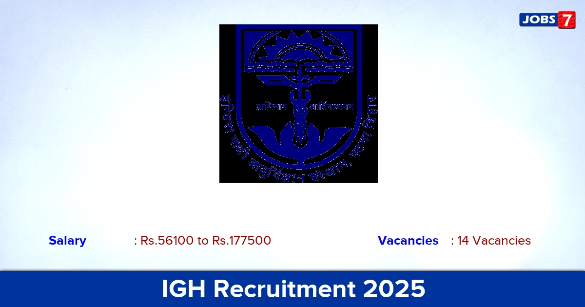 IGH Recruitment 2025 - Apply for 14 Junior Resident Vacancies