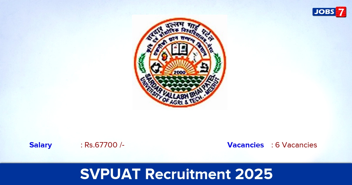 SVPUAT Recruitment 2025 - Apply for Senior Resident Jobs