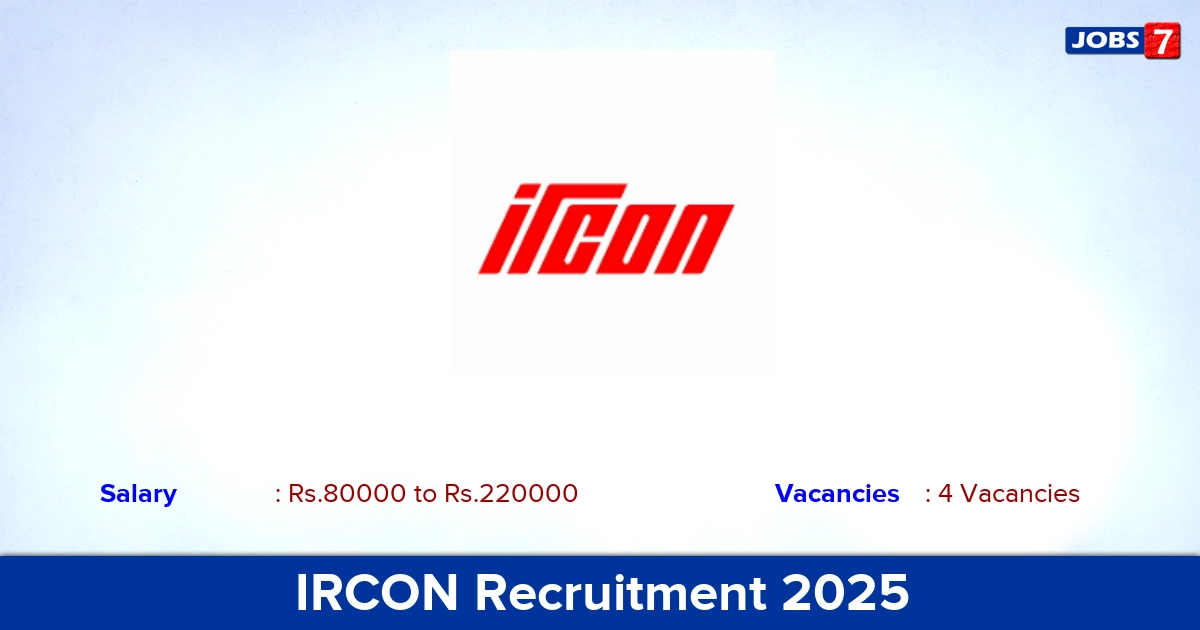 IRCON Recruitment 2025 - Apply Offline for GM, Deputy General Manager Jobs