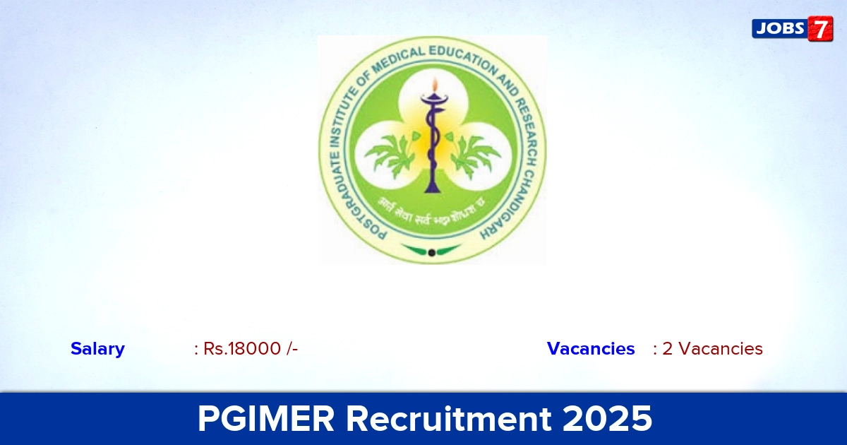 PGIMER Recruitment 2025 - Apply Online for Project Technical Assistant Jobs