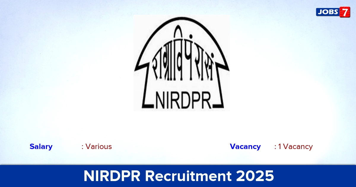 NIRDPR Recruitment 2025 - Apply Online for Consultant Jobs