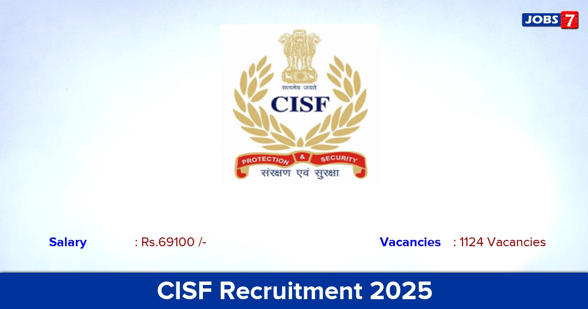 CISF Recruitment 2025 - Apply Online for 1124 Constable Vacancies