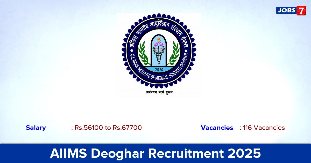 AIIMS Deoghar Recruitment 2025 - Apply for 116 Junior Resident Vacancies