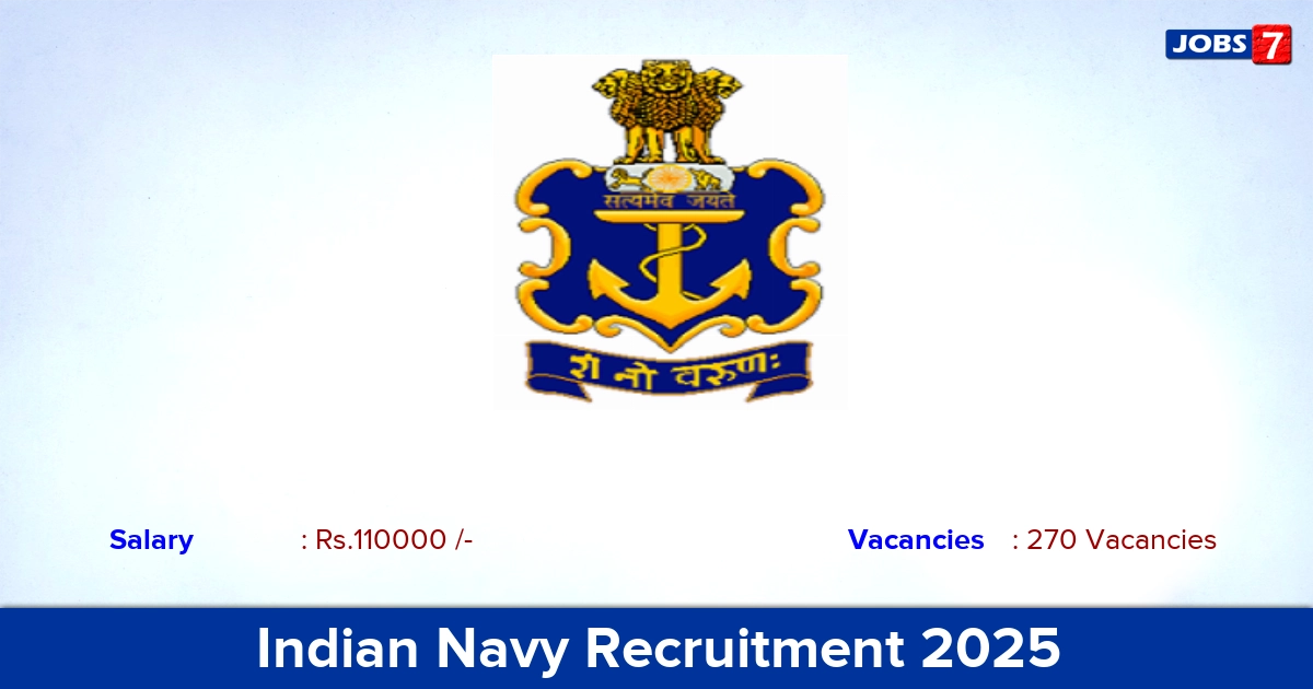 Indian Navy Recruitment 2025 - Apply Online for 270  SSC Officer Vacancies