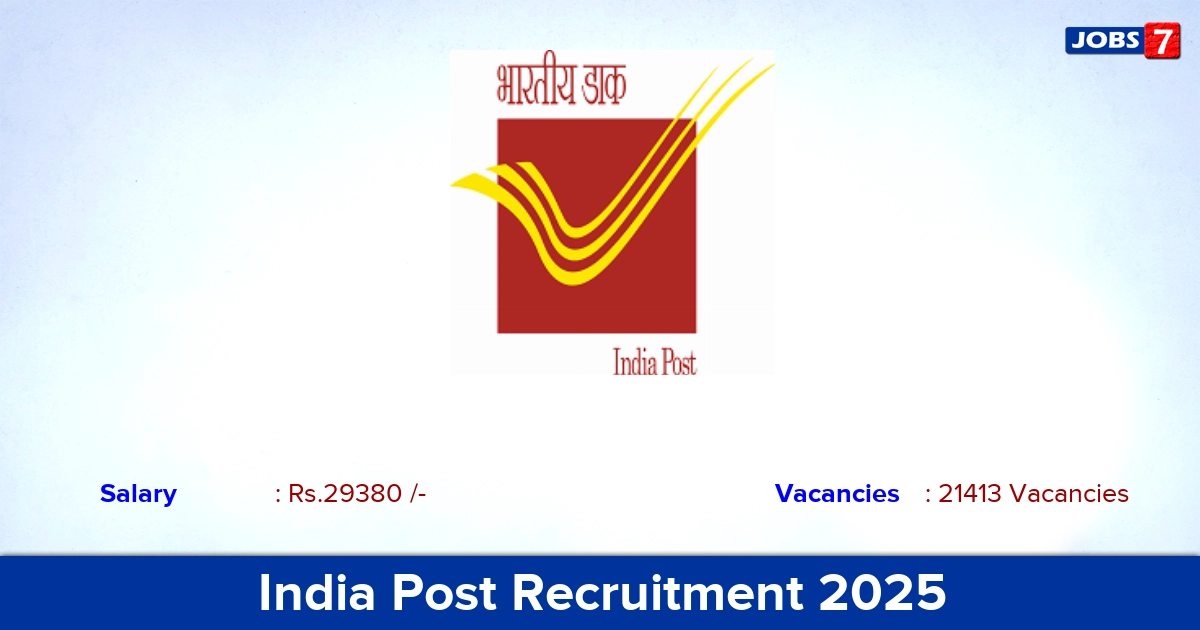 India Post Recruitment 2025 - Apply Online for 21413 GDS Vacancies