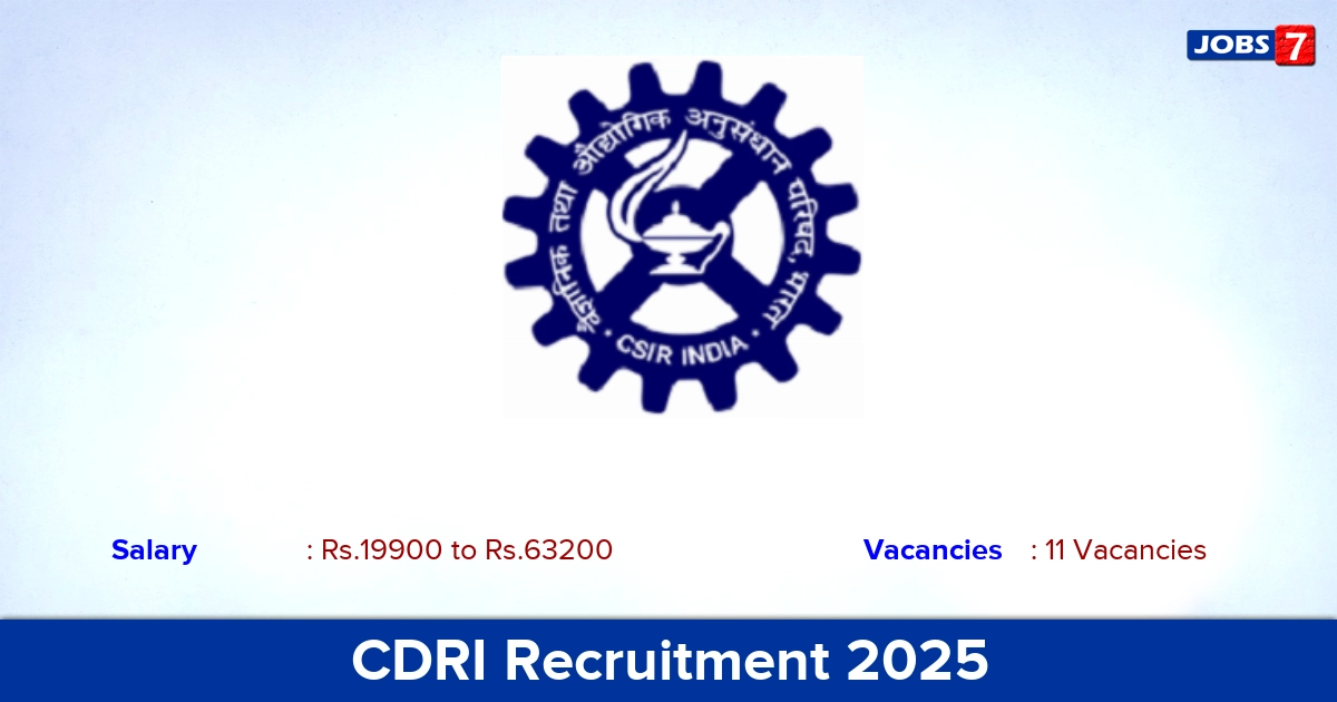 CDRI Recruitment 2025 - Apply Online for 11 Junior Stenographer Vacancies