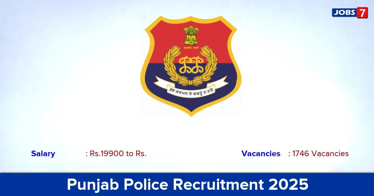 Punjab Police Recruitment 2025 - Apply Online for 1746 Constable Vacancies