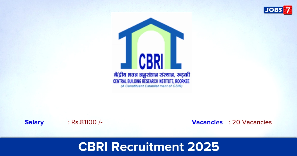 CBRI Recruitment 2025 - Apply Online for 20 Driver Vacancies