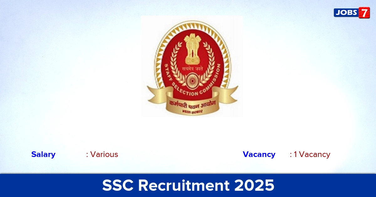 SSC Recruitment 2025 - Apply for Joint Director Jobs