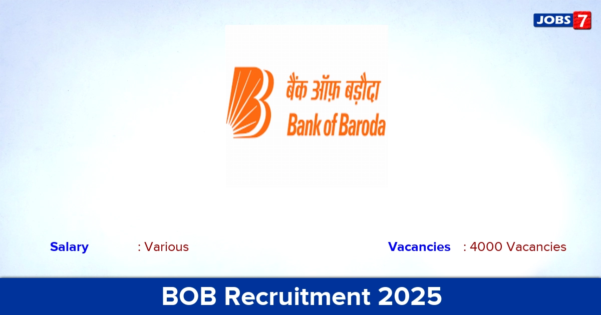 BOB Recruitment 2025 - Apply Online for 4000 Apprentices Vacancies