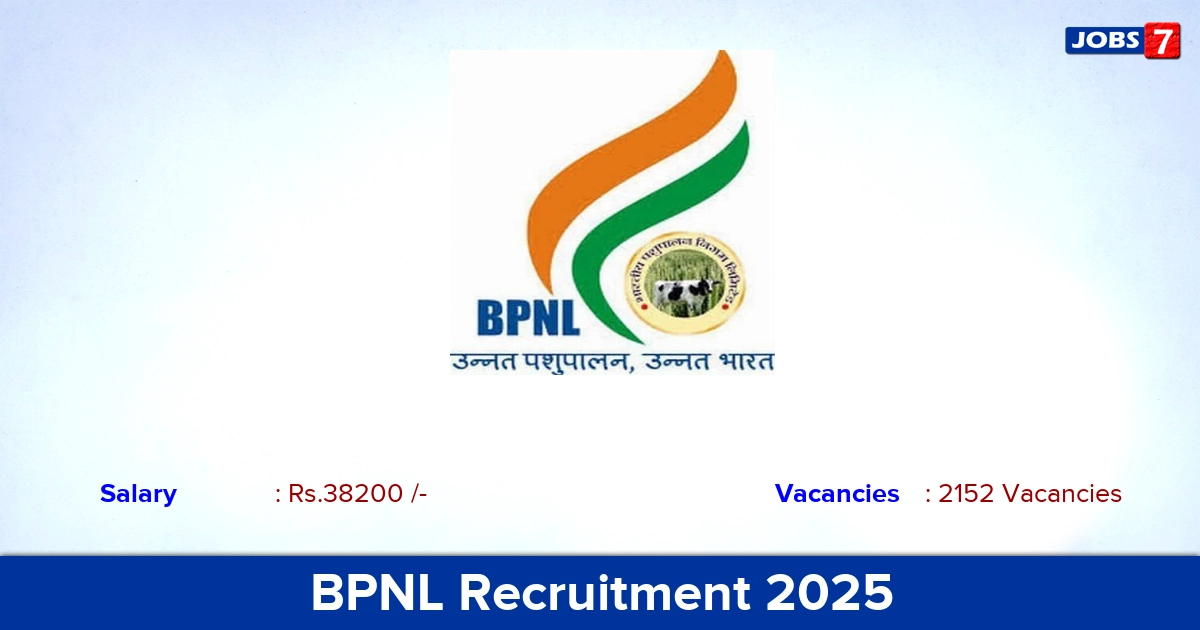 BPNL Recruitment 2025 - Apply Online for 2152 Livestock Officer Vacancies