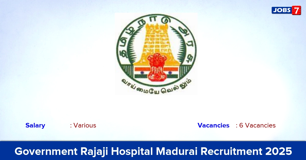 Government Rajaji Hospital Madurai Recruitment 2025 - Apply for Staff Nurse Jobs