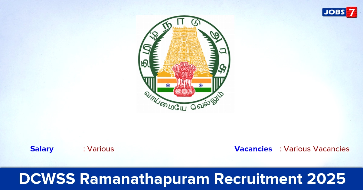 DCWSS Ramanathapuram Recruitment 2025 - Apply for Social Worker Vacancies