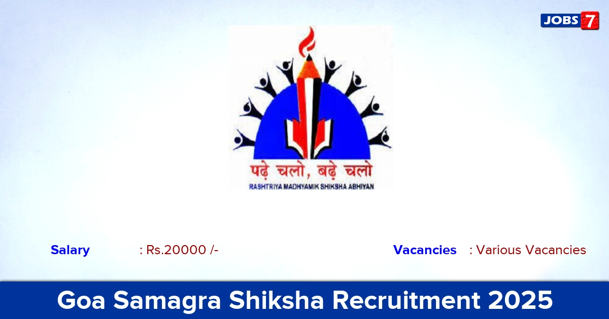 Goa Samagra Shiksha Recruitment 2025 - Apply for Cultural Quota Vacancies