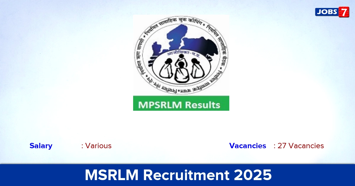 MSRLM Recruitment 2025 - Apply for 27 Manager Vacancies