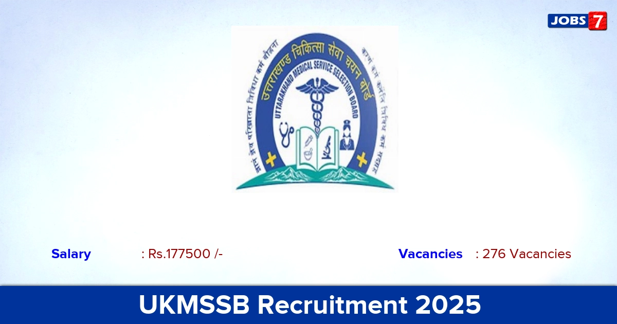 UKMSSB Recruitment 2025 - Apply Online for 276 General Duty Medical Officer Vacancies