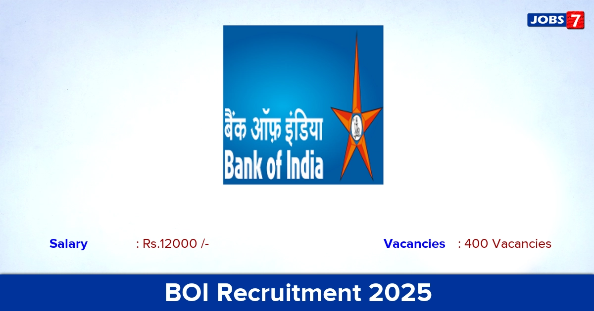 BOI Recruitment 2025 - Apply Online for 400 Apprentices Vacancies