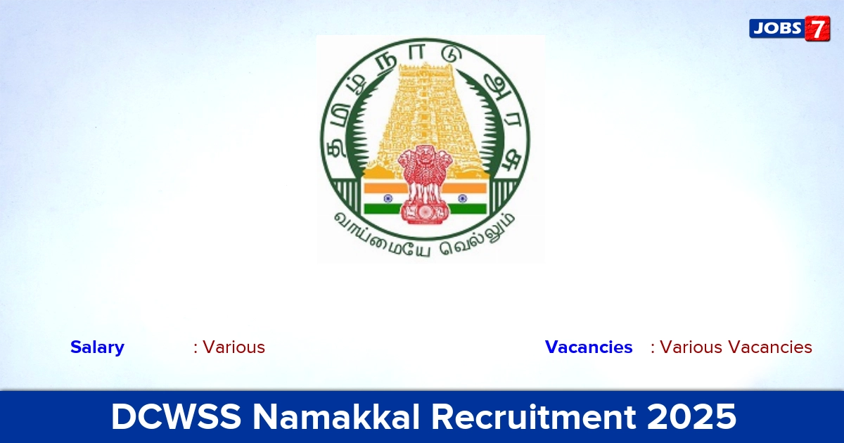 DCWSS Namakkal Recruitment 2025 - Apply for Chairperson Vacancies