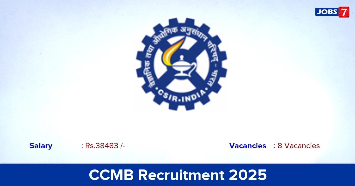 CCMB Recruitment 2025 - Apply Online for Junior Secretariat Assistant Jobs