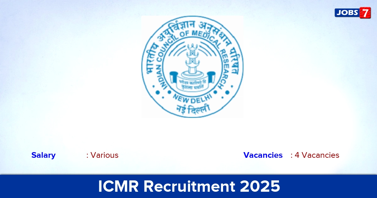 ICMR Recruitment 2025 - Apply Offline for YP Jobs