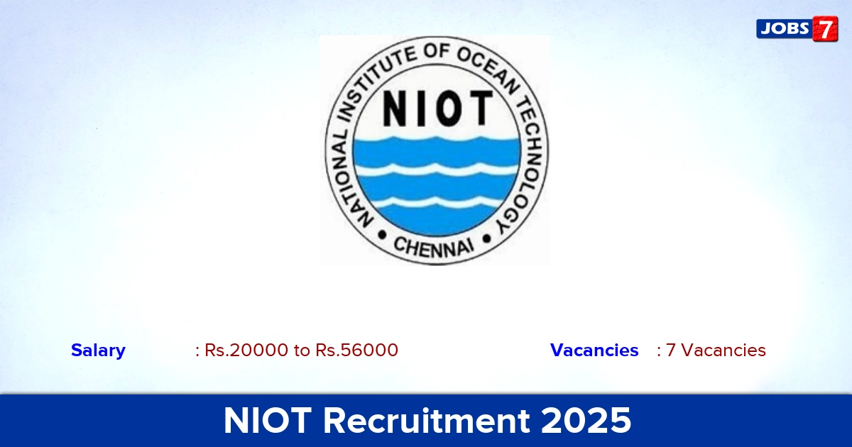 NIOT Recruitment 2025 - Apply Online for Project Engineer Jobs