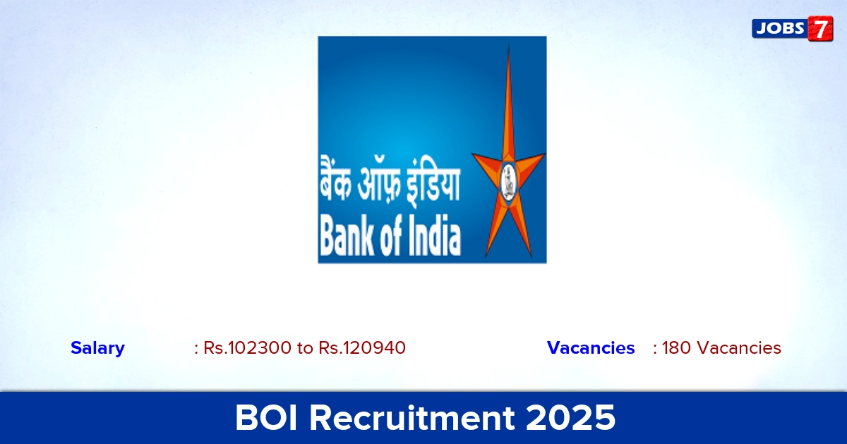 BOI Recruitment 2025 - Apply Online for 180 Senior Manager Vacancies