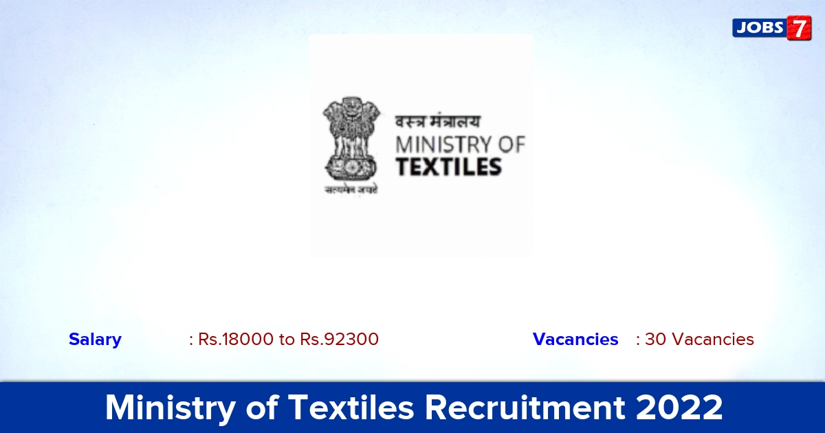 Ministry of Textiles Recruitment 2022 - Apply Offline for 30 Attendant, Junior Weaver Vacancies