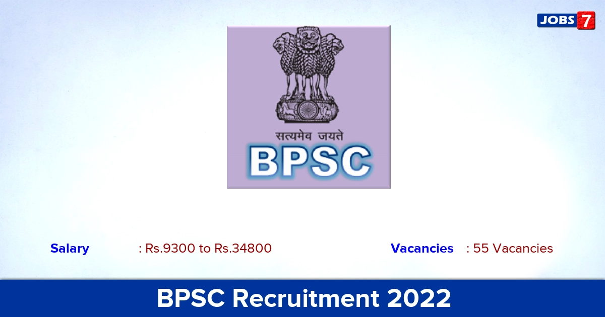 BPSC Recruitment 2022 - Apply Online for 55 Drug Inspector  vacancies