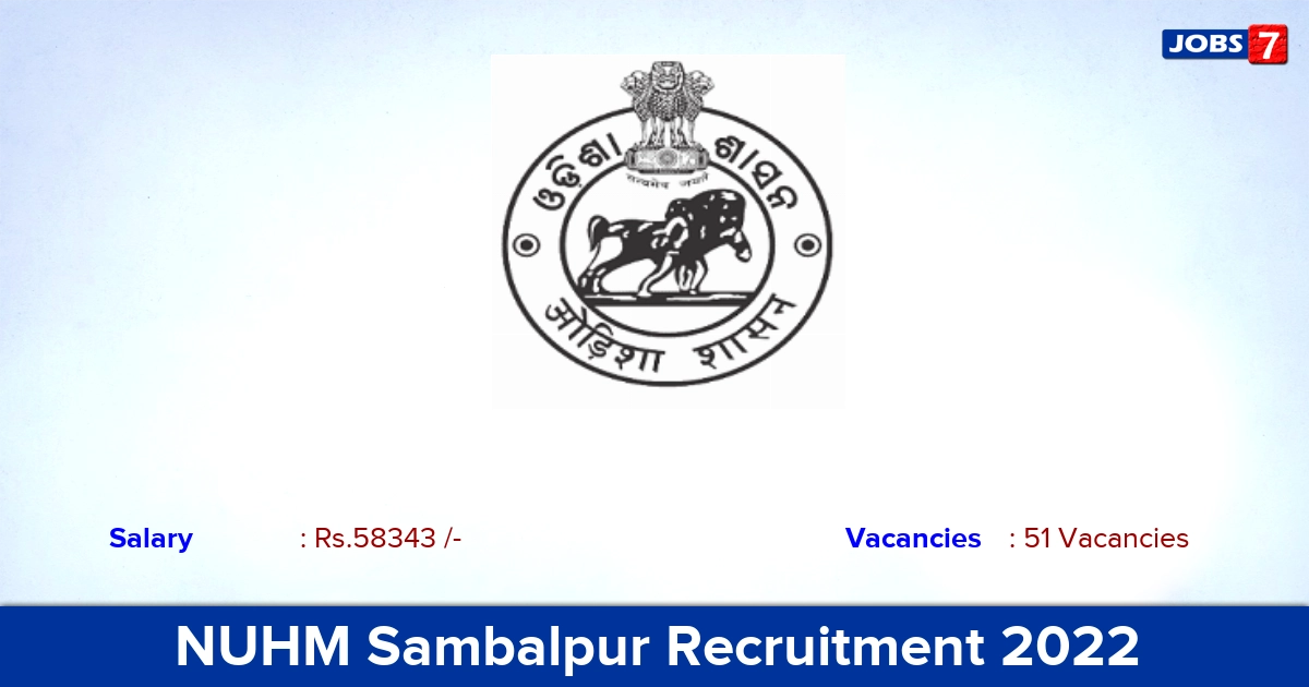 NUHM Sambalpur Recruitment 2022 - Apply Offline for 51 Medical Officer, Part Time Specialist Vacancies