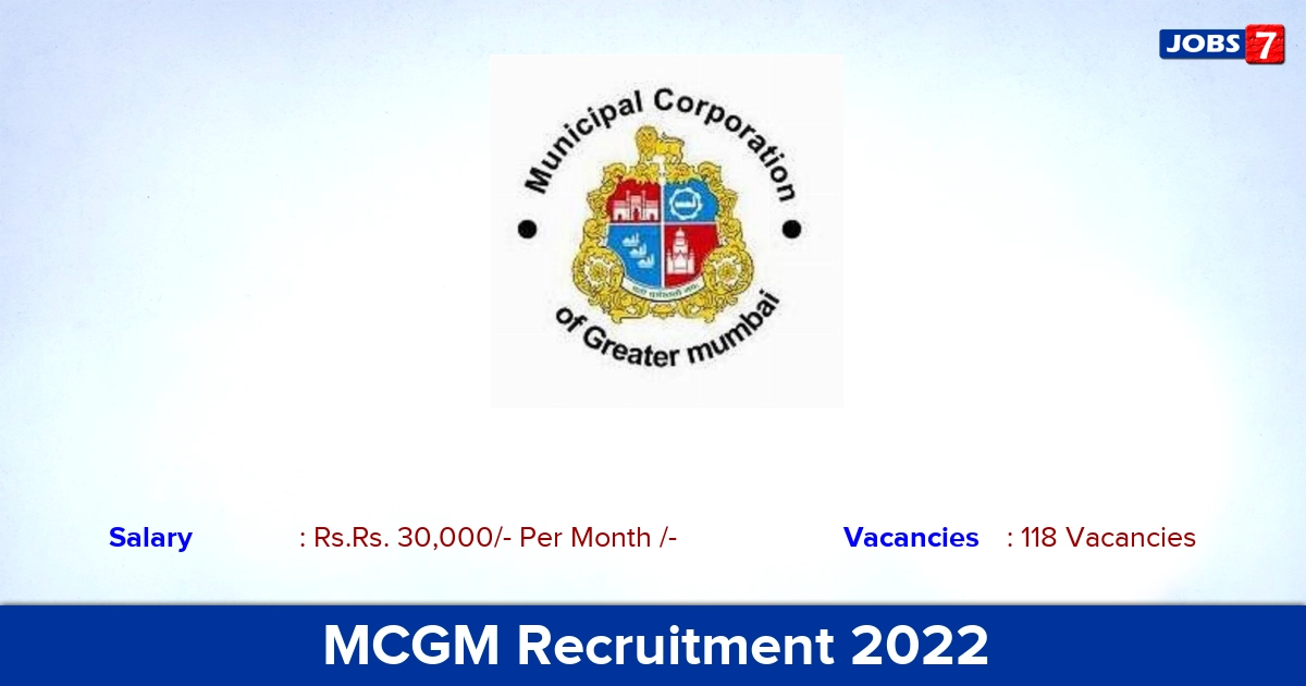 MCGM Recruitment 2022 - Apply Offline for 118 Nurse vacancies