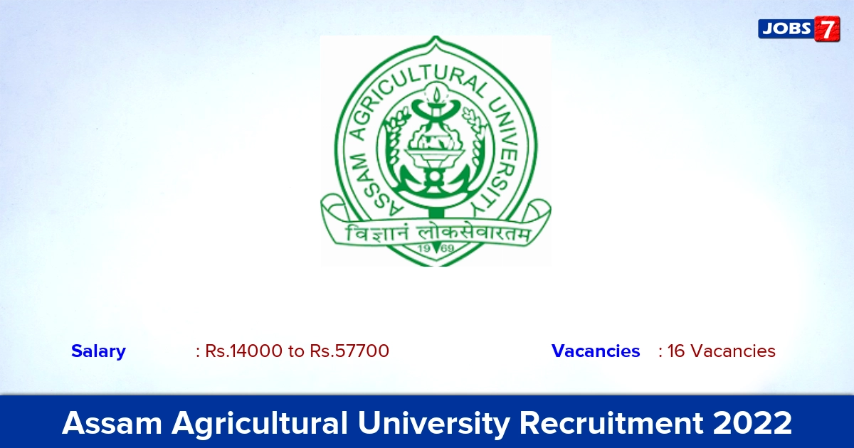 Assam Agricultural University Recruitment 2022 - Apply Online for 16 Field Assistant, Tractor Driver Vacancies