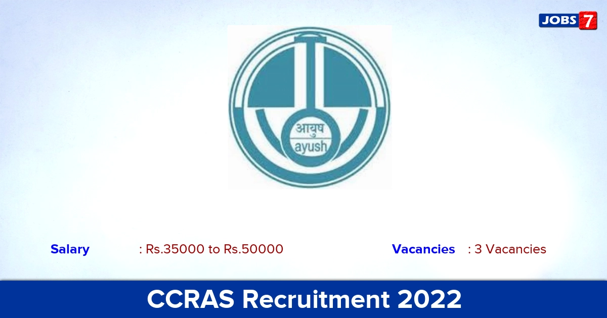 CCRAS Recruitment 2022 - Apply Offline for Consultant Jobs