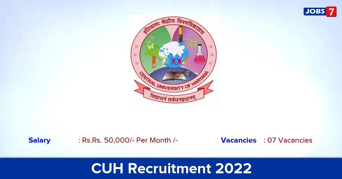 CUH Recruitment 2022 - Apply Offline for Guest Faculty Jobs