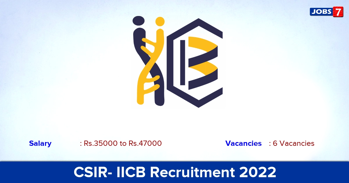 CSIR- IICB Recruitment 2022 - Apply Offline for Project Associate, Research Associate -I Jobs